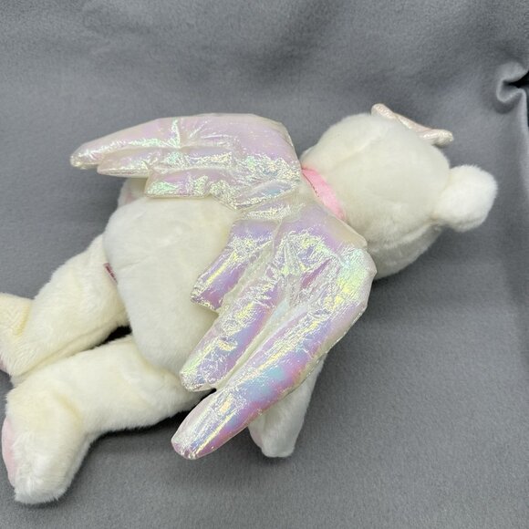 Halo Teddy Bear Angel 1999 Wings Pink Ribbon 14" Plush Toy Vtg TY Beanie Buddy - Picture 6 of 11